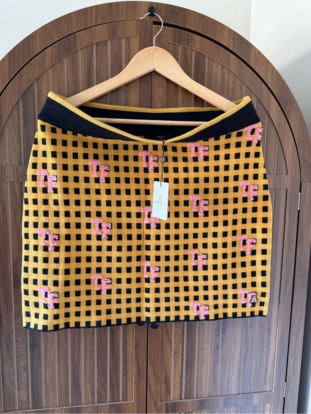 Teddy Fresh Yellow and Pink Checked Knit Mini Skirt